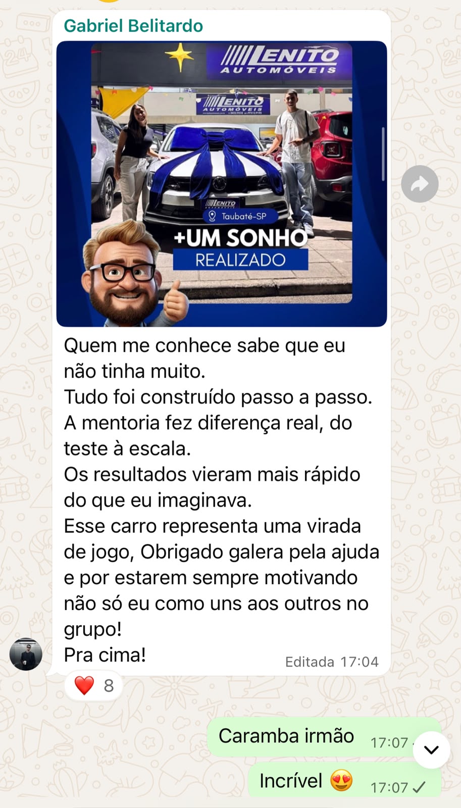 Depoimento de aluno