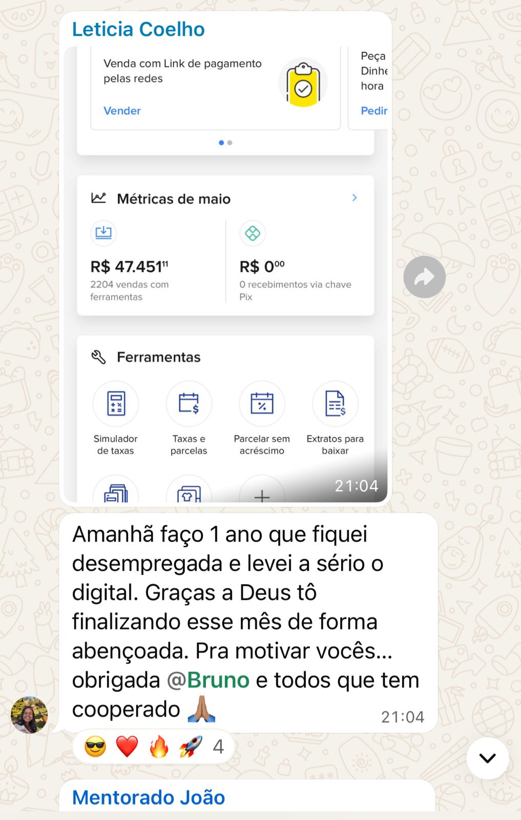 Depoimento de aluno